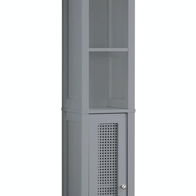 Tall Bathroom Cabinet Rattan Detail Bathroom Storage Unit in Grey