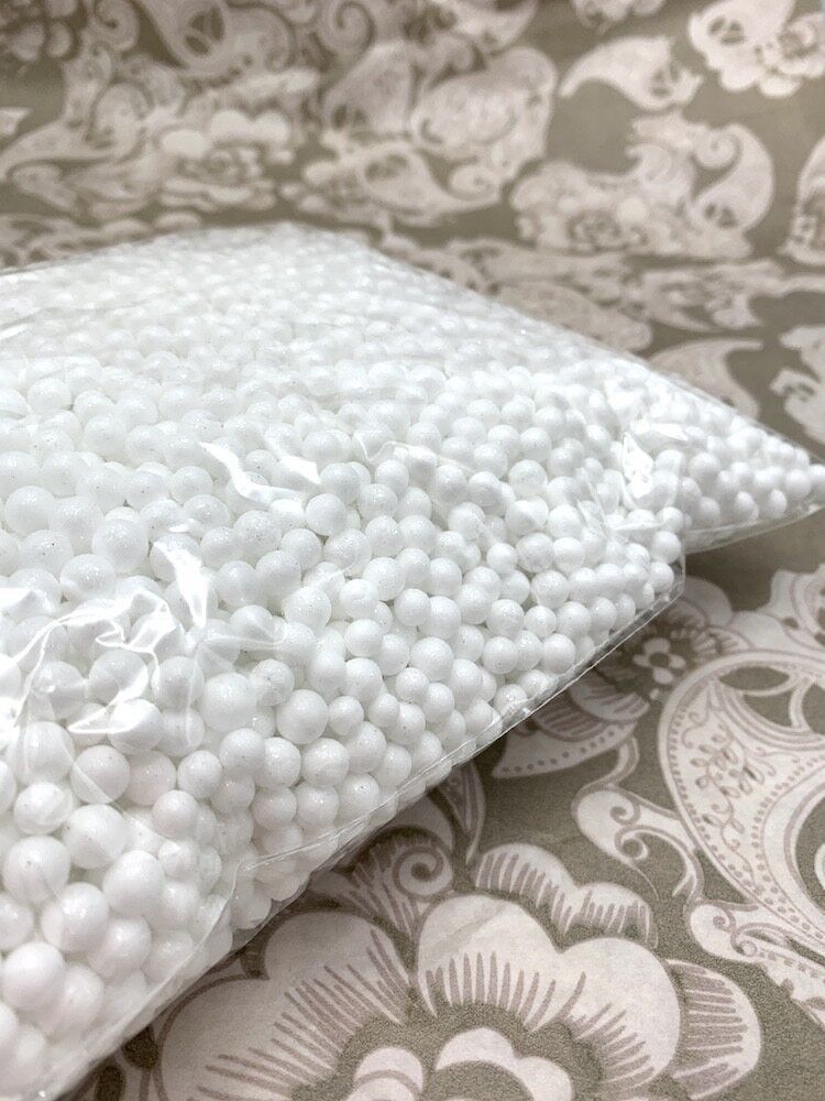 Styroporkugeln mit Pailletten 6–8 mm, Beutel mit 80 g