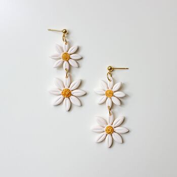 Statement Daisy Floral Polymer Clay Earrings, "MARGUERITE" 2