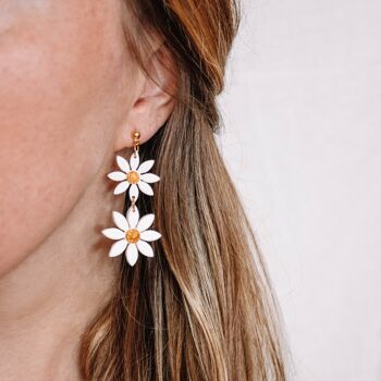 Statement Daisy Floral Polymer Clay Earrings, "MARGUERITE" 3
