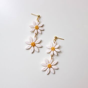 Statement Daisy Floral Polymer Clay Earrings, "MARGUERITE" 4