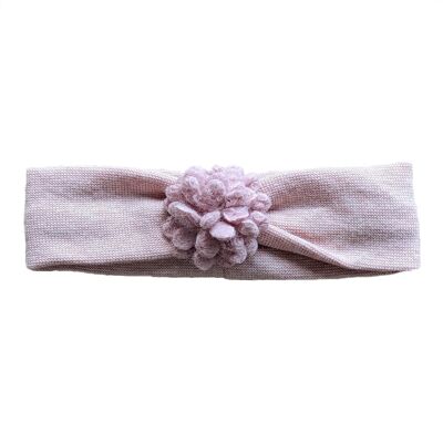 Bandeau bébé saumon chiné avec fleur rose clair