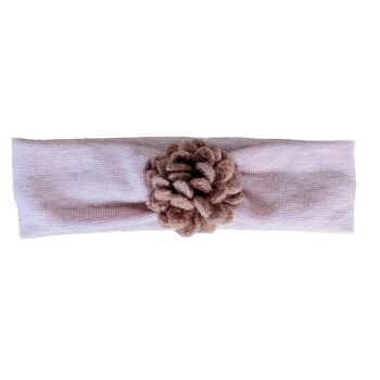 Bandeau bébé saumon chiné avec fleur en feutre vieux rose