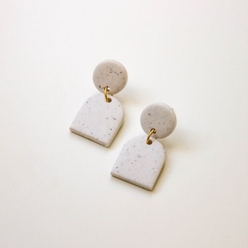 Minimalist White Speckled Polymer Clay Earrings, "MIA"