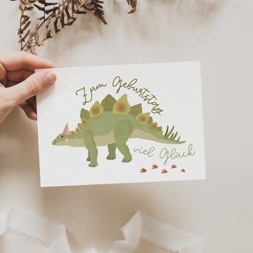 Postkarte Dino - Geburtstag Dinosaurier Stegosaurus