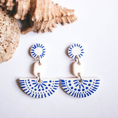 Greek Unique Polymer Clay Earrings, "SANTORINI"