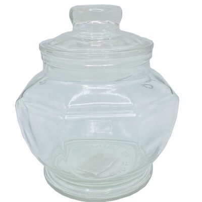 Bocal avec couvercle en verre H21 cmx14 cm