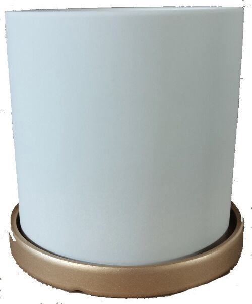 Cache pot Ivoire avec Soucoupe doréex11 x H 11cm