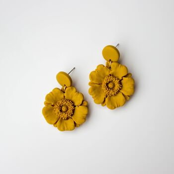 Statement Flower Polymer Clay Earrings, "POPPY" 1