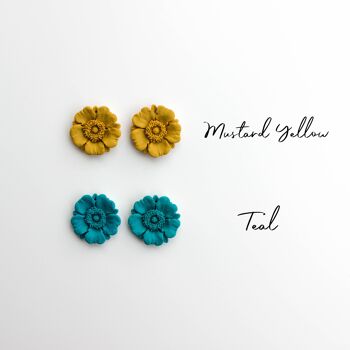 Statement Flower Polymer Clay Earrings, "POPPY" 7