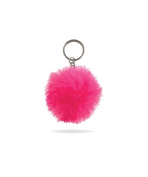 Hot Pink PomPom Keychain