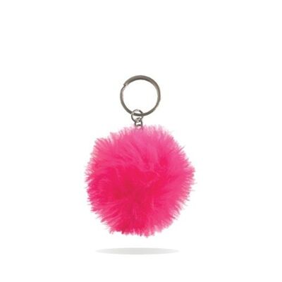Hot Pink PomPom Keychain