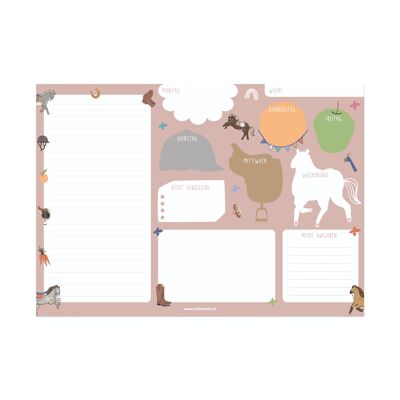 Desk pad with horses made from recycled paper in A3