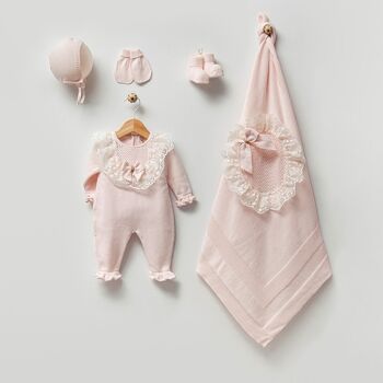 Ensemble de tricot pour nouveau-né princesse en coton biologique 0-3 mois 1