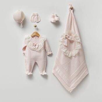 Ensemble de tricot pour nouveau-né princesse en coton biologique 0-3 mois 6