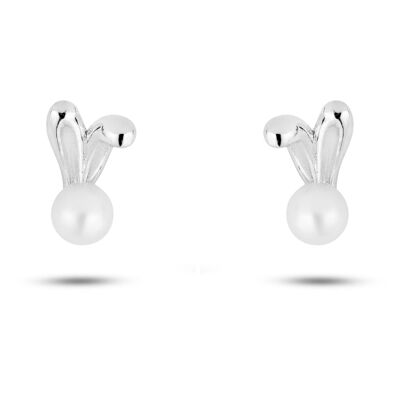 Aretes de perlas con orejas de conejo