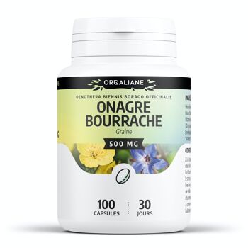 Onagre + Bourrache - 500 mg - 100 capsules d'huile 1