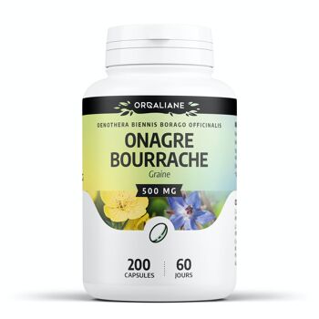 Onagre + Bourrache - 500 mg - 200 capsules d'huile 1