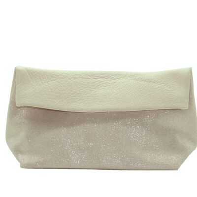 Large leather clutch, Cotton Flower and Sequins color