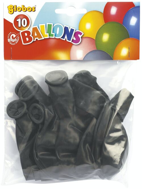 10 BALLONS NOIR METAL