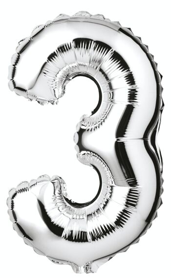 BALLON CHIFFRE 3 - ARGENT Ø 41 CM 5