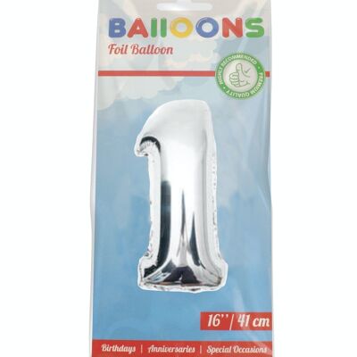 BALLON CHIFFRE 1 - ARGENT Ø 41 CM