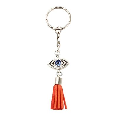 Porte-clés à pampilles en faux suède Evil Eye, couleurs assorties