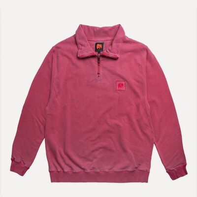 Sauce Loopback Pigment Dyed Zip Sweater Barbados Cherry