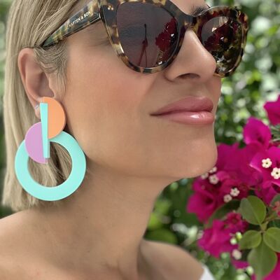 Clip On Summer Earrings, Hoop Earrings, Circle Earrings, Round Earrings, Beach Earrings, Unpierced Ears, Gift for Her, Made in Greece.