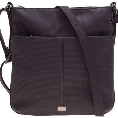 Bolso de hombro Bernardo Bossi "Perforated Diversity" en negro