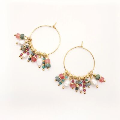 Grace Rouge earrings, fine and colorful hand-mounted hoops