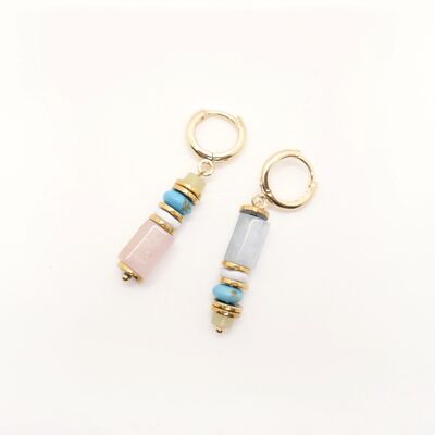 Hava small and colorful asymmetrical pearl earrings