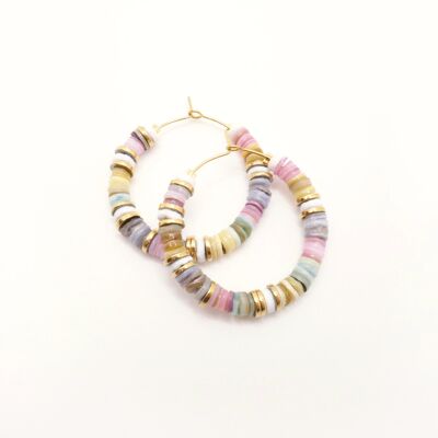 Luna Pastel earrings in heishi pearls for a chic hippie style