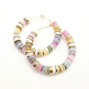 Boucles d'oreilles Luna Pastel en perles heishi pour un style hippie chic 6