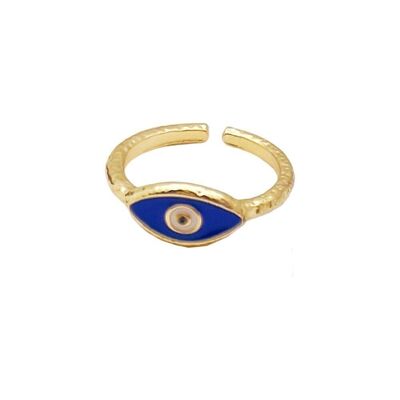 Anello del malocchio, oro, occhio dell'eleganza (#1), blu
