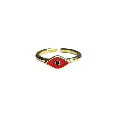 Anillo Mal de Ojo, Oro, Iris (#7), Rojo