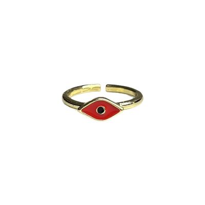 Anello Evil Eye, Oro, Iris (#7), Rosso