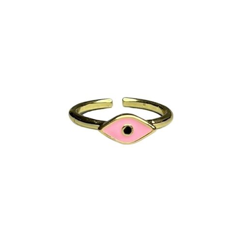 Evil Eye Ring, Gold, Iris (#7), Pink