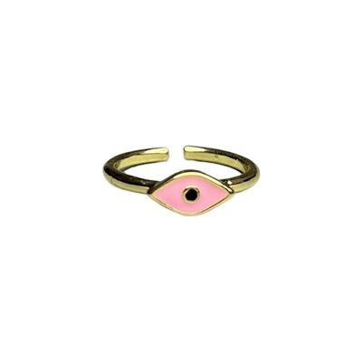 Evil Eye Ring, Gold, Iris (#7), Pink