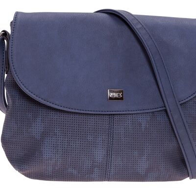 Borsa con patta Bernardo Bossi "Perforated Diversity" in blu