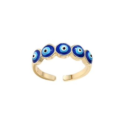 Evil Eye Ring, Gold, Golden Eyes (#3), Blue