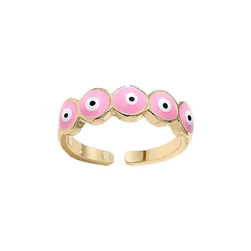 Evil Eye Ring, Gold, Golden Eyes (#3), Pink
