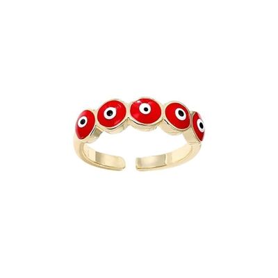Evil Eye Ring, Gold, Golden Eyes (#3), Red