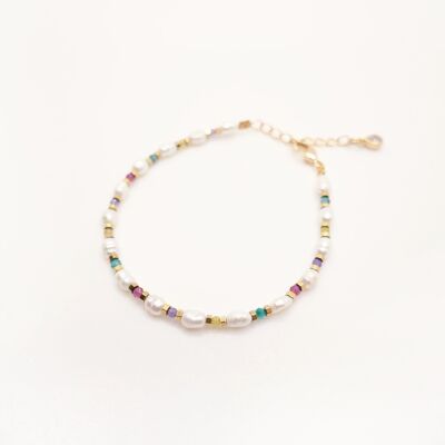 Belize bracelet: freshwater pearls and small colored pearls