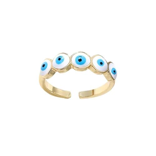 Evil Eye Ring, Gold, Golden Eyes (#3), White
