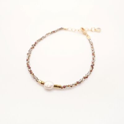 Calista bracelet: crystal beads, freshwater pearl and gold details