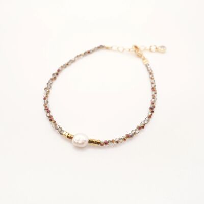 Pulsera Calista: cuentas de cristal, perlas de agua dulce y detalles en oro