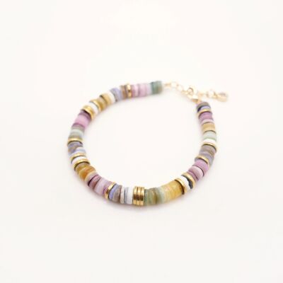 Suzane Pastel bracelet: heishi shell and gold hematite beads
