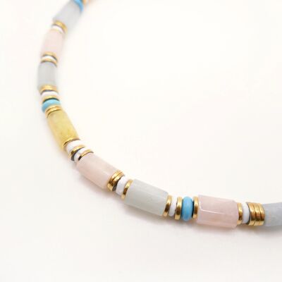 Aziliz necklace in large natural pearls, very summery