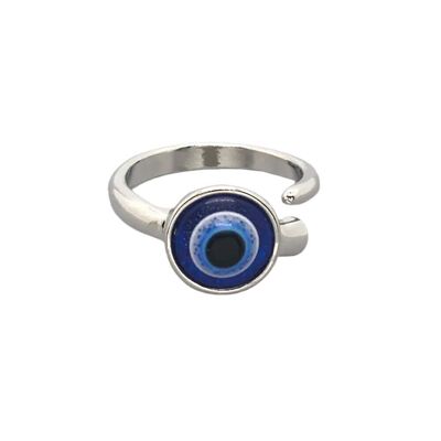 Evil Eye Ring, Silver, Blue